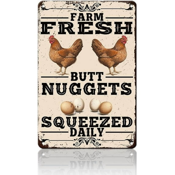 Vintage Farm Fresh Eggs Chicken Coop Metal Sign Funny Fresh Eggs Sale Here Farm Tin Poster Outdoor Farmers Market Wall Decor 12x8 Inch