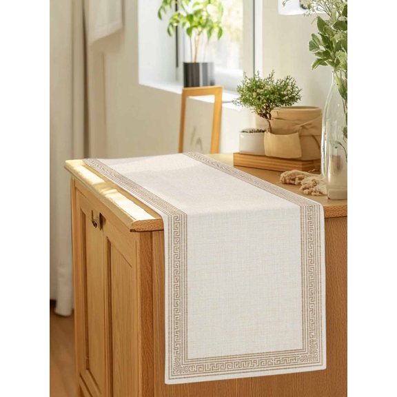 Vintage Farm Greece Key Table Runner 36 Inches Long,Kitchen Dining Tablerunners Abstract Geometric Greece Linen Table Runners Dresser Scarves for Home Dinner Wedding Holiday Party Decor