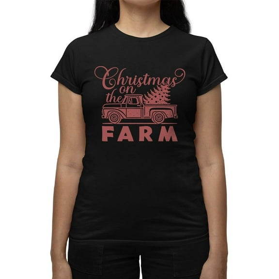 Vintage Farm Holiday Christmas Tee T-shirt Women's