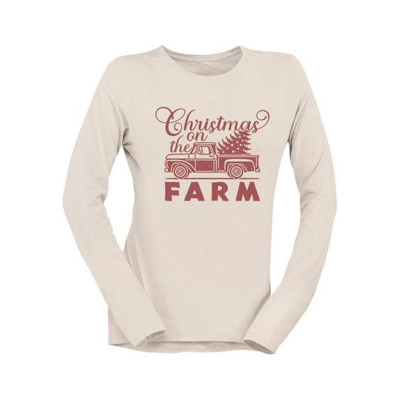 Vintage Farm Holiday Christmas Women's Long Sleeve