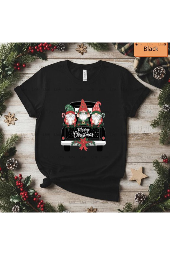 Vintage Farm Pickup Truck Hauling Christmas Gnomes Unisex T-Shirt, up to size 5XL