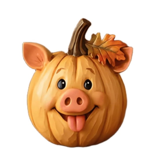 Vintage Farm Pumpkin DecorationsCute Pig Pumpkin Statue,Resin Fall Harvest Animal Figurine, Thanksgiving Halloween Decor, Farmhouse Porch Garden Tabletop Ornament for Home Party Gift