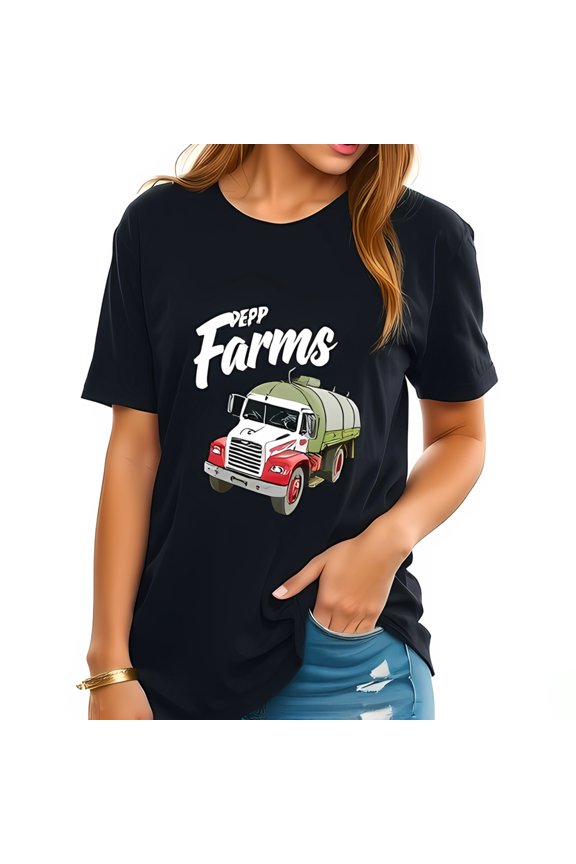 Vintage Farm Truck Graphic T-Shirt - " Depp Farms " Handwritten Style - Casual Cotton Short Sleeve Tee for Everyday Wear