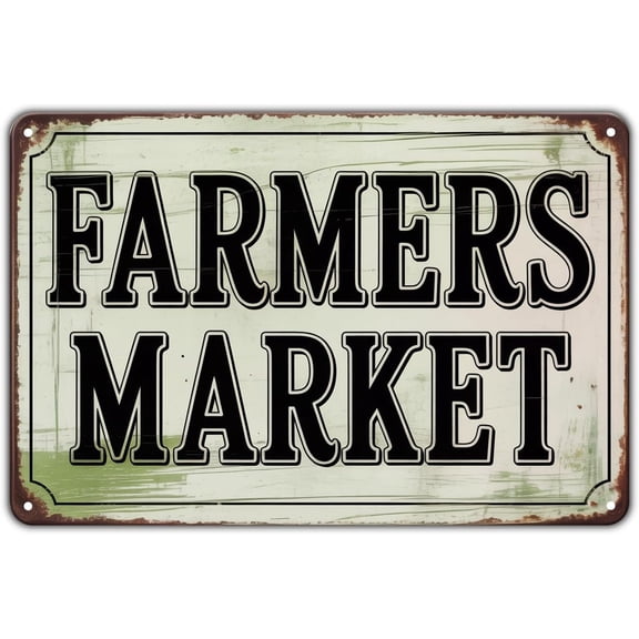Vintage Farmers Market Metal Sign Tin Wall Decor for Garden Porch Home Kitchen 8 x 12 in