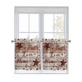 thumbnail image 1 of Vintage Farmhouse 2 Panel Kitchen Curtains for Small Windows, Brown Country Star Berries Wooden Grain Bathroom Tier Curtain, Short Window Treatment for Bedroom/Living Room 55"x36", 1 of 6