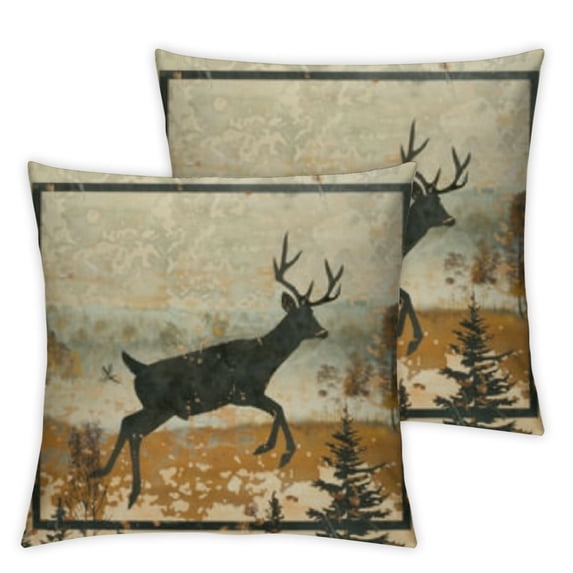 Vintage Farmhouse Animals Throw Pillow Covers Inch Set of  Bear Deer Decorative Pillows Case Polyester Outdoor Cushion Covers for Couch Sofa Bed Home Decor