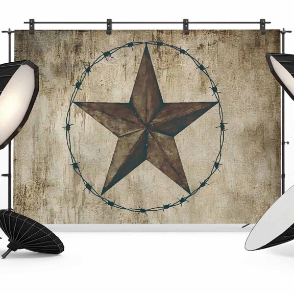 Vintage Farmhouse Backdrop for Photoshoot,Photography Photo Studio Background Wall Backdrop,Rustic Western Texas Star Shabby Art Back Drop Banner Panel for Portraits Wedding Live Streaming 12x8Ft