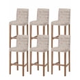 thumbnail image 1 of Vintage Farmhouse Bar Stool Covers Set of 6, Country Retro Beige Wooden Grain Stretch Washable Bar Chair Covers with Backs, Removable Pub Counter Height Chair Cover for Kitchen Dining Room Cafe, 1 of 7