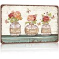 thumbnail image 1 of Vintage Farmhouse Bathroom Metal Tin Signs Rustic Flower Bathroom Decor Wall Art Country Bathroom Wall Decor 8X12 Inches, 1 of 10