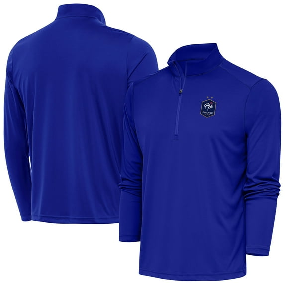 Men's Antigua  Royal France National Team Statement Quarter-Zip Pullover