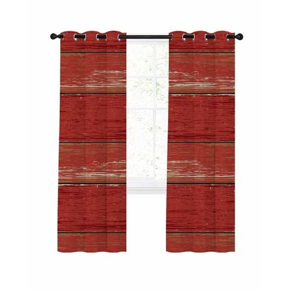 Vintage Farmhouse Blackout Curtains 63 Inch Length Abstract Red Wood Grain Texture Thermal Insulated Window Curtain Window Drapes 2 Panels for Bedroom Living Room 42"Wx63"L