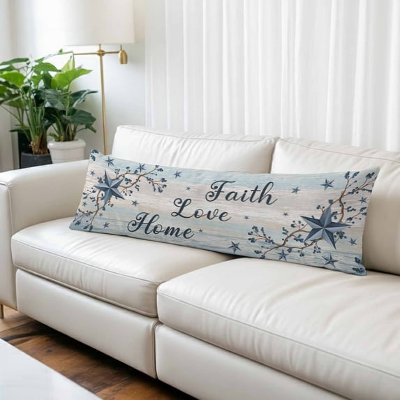 Vintage Farmhouse Body Pillow Covers 20"x54", Blue Country Texas Star Vines Wooden Soft Brushed Microfiber Breathable Throw Pillow Covers, Pillowcase with Zipper for Couch Sofa Bedroom Living Room
