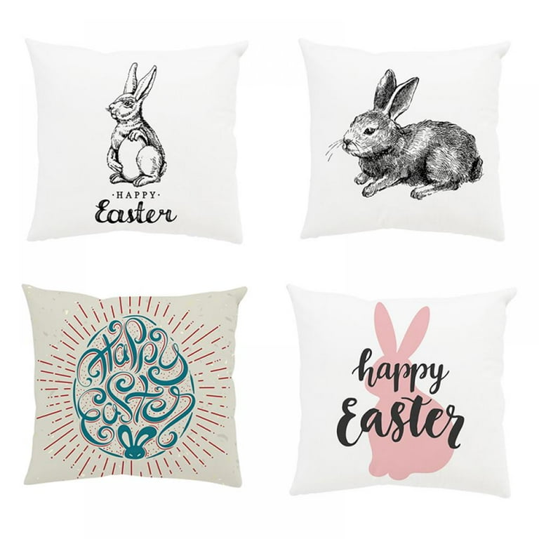 Vintage Farmhouse Bunny Throw Pillow Covers Retro Farm Rabbit Feed