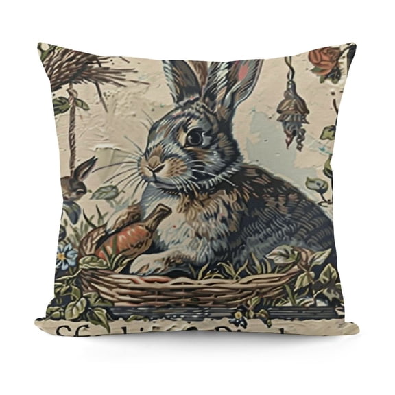 Vintage Farmhouse Bunny Throw Pillow Covers Retro Farm Rabbit Feed Home Décor Throw Pillow Case Cushion Cover (Vintage Rabbit)
