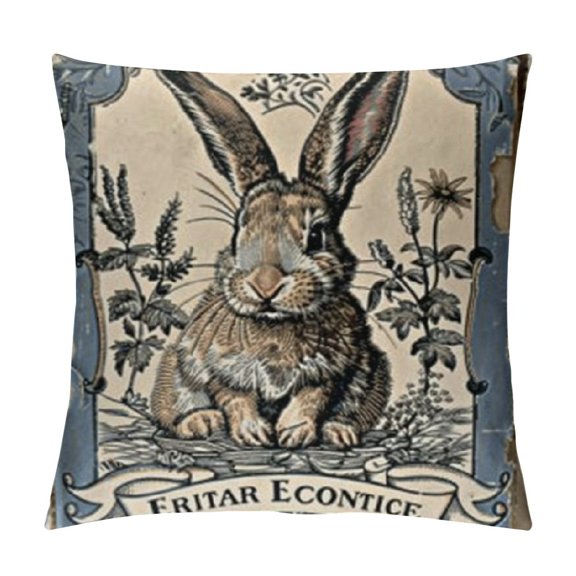 Vintage Farmhouse Bunny Throw Pillow Covers Retro Farm Rabbit Feed Home Décor Throw Pillow Case Cushion Cover
