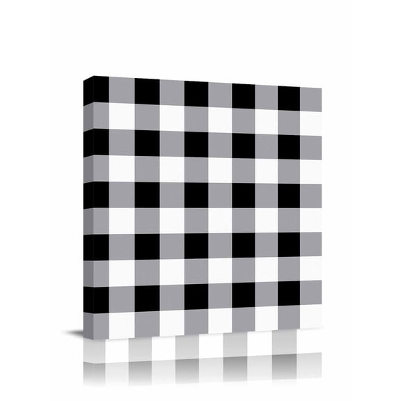 Vintage Farmhouse Canvas Wall Art, Black White Buffalo Check Plaid Framed Wall Decor Modern Artwork Prints Painting for Living Room, Bedroom, Kitchen & Cafe Decor 8x8 Inch