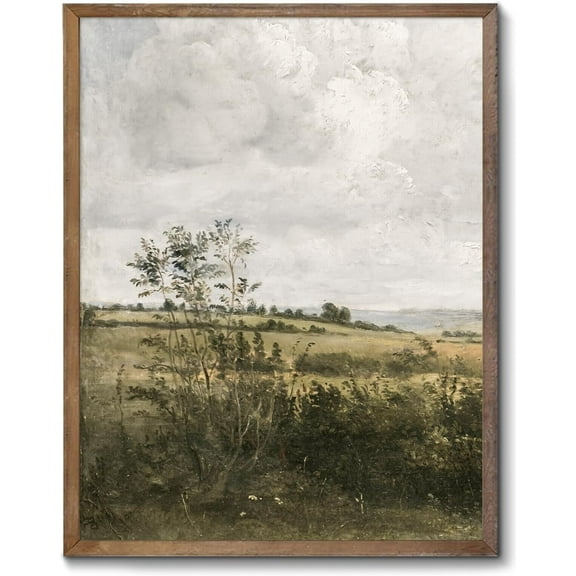 Vintage Farmhouse Canvas Wall Art - Wildflower Field Landscape Painting, Wall Art Spring Art for Living Room Bedroom Kitchen - 12" x 16" - UNFRAMED