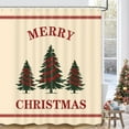 thumbnail image 1 of Vintage Farmhouse Christmas Shower Curtain Holiday Tree Bathroom Decor Pine Tree in Christmas Red and Green Bath Curtain Rustic Winter Holiday Hooks Included 72X72IN, 1 of 6