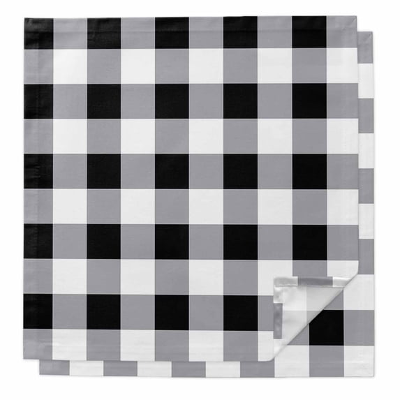 Vintage Farmhouse Cloth Napkins Washable Set of 2, Black and White Checkered Reusable Dinner Table Napkins Cloth Bulk for Weddings Kitchen Restaurants Hotel Events Parties 20 x 20 Inch