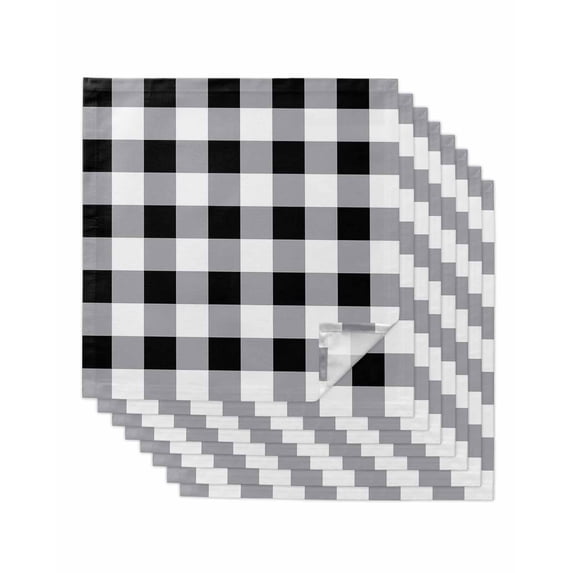 Vintage Farmhouse Cloth Napkins Washable Set of 8, Black and White Checkered Reusable Dinner Table Napkins Cloth Bulk for Weddings Kitchen Restaurants Hotel Events Parties 20 x 20 Inch