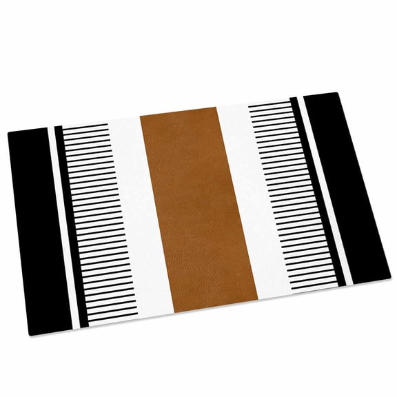 Vintage Farmhouse Door Mat 16x24 Inch Leather Brown Black Texture Stripes Entryway Rug with Non-Slip Rubber, Front Door Rug Indoor Floor Mats for Living Room Bathroom Bedroom Home Office