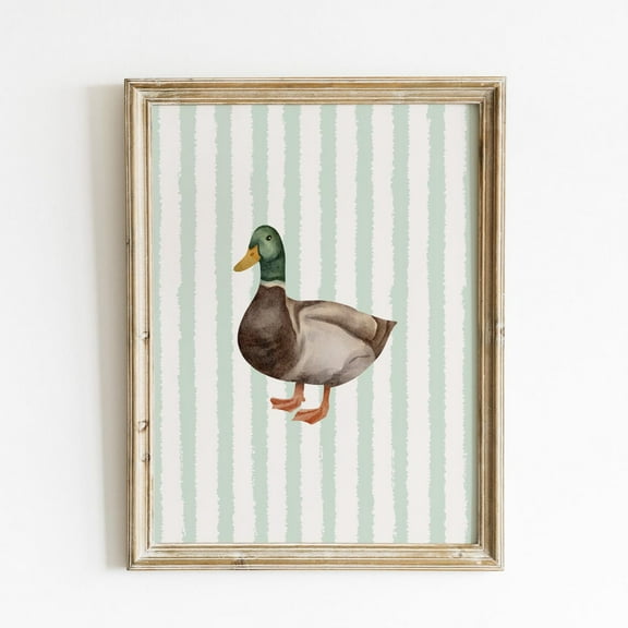 Vintage Farmhouse Duck Print, Nursery Art, Abstract Vintage Painting, Cottagecore Decor, Wall Art Wall Art, Modern Wall Decor, 8x12 UNFRAMED