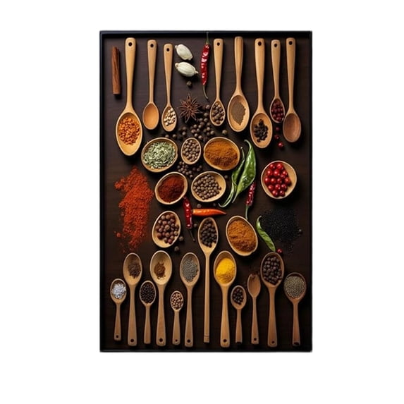 Vintage Farmhouse Kitchen Art Canvas Decor, Spoon & Spice Print Wall Art For Dining Room Wall Decor, Rustic Kitchen Decorative Canvas Painting For Home Office Bedroom Wall