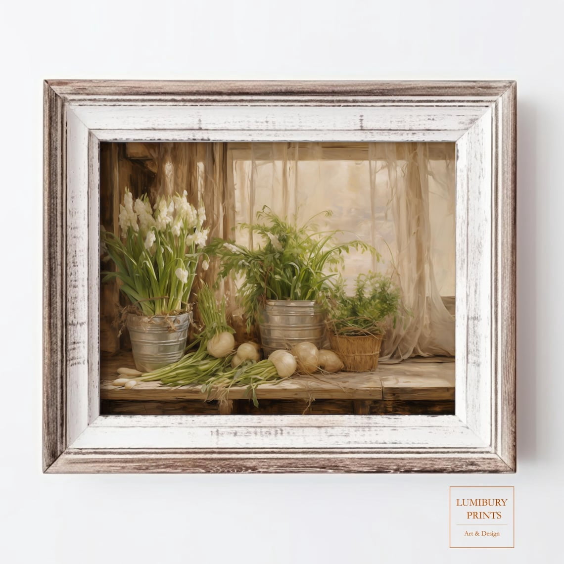 Vintage Farmhouse Kitchen Print, Rustic Herb Wall Art, Botanical Garden ...