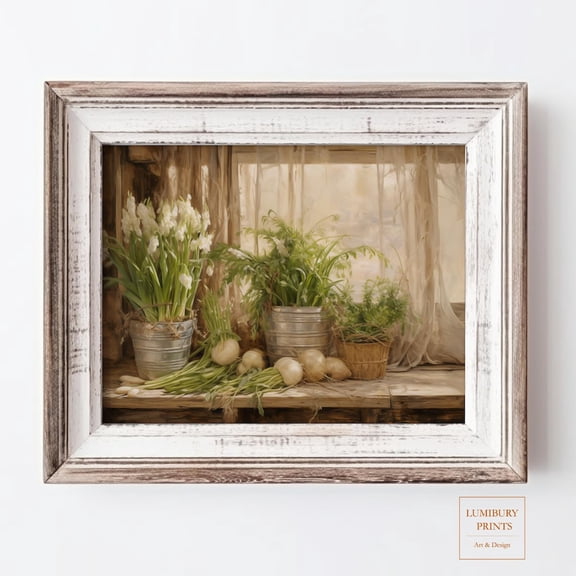 Vintage Farmhouse Kitchen Print, Rustic Herb Wall Art, Botanical Garden Decor, Cottagecore Dining Print, Country Home Home Decor UNFRAMED Poster, Wall Art for Decor, Present, 8x12