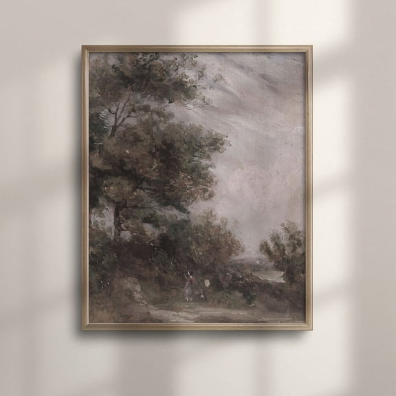 Vintage Farmhouse Landscape Cow And Tree Poster, Living Room And Gallery Wall Decor