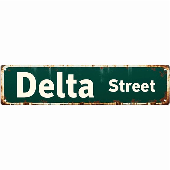 Vintage Farmhouse Metal Tin Signs 16X4 Inches Delta Street Sign Great for Porch Decor Aluminum. Metal Tin Sign Rustic Farmhouse Porch Wall Decor Outdoor Motto Signboard
