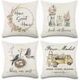 thumbnail image 1 of Vintage Farmhouse Pillow Covers 18 X 18 Inch Set of 4 Bird Floral Outdoor Decorative Cushion Pillow Covers Linen Square Throw Pillow Covers for Couch Bed Sofa, 1 of 6