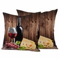 thumbnail image 1 of Vintage Farmhouse Pillow Covers 2 Pack Wine Cheese Grapes Brown Wood Grain Pillowcase Waterproof Outdoor Throw Pillow Cover for Patio Garden Square Cushion 16”x16”, 1 of 9