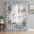 thumbnail image 1 of Vintage Farmhouse Sheer Curtains 96 Inch Length 2 Panels for Living Room, Blue Country Texas Star Vines Wooden Voile Kitchen Curtain Set, Luxury Privacy Drapes Window Treatment for Bedroom, 1 of 7