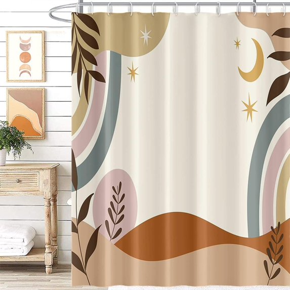 Vintage Farmhouse Shower Curtain for Bathroom Accessories 36x72 Inch Mid Century Abstract Boho Mountains Modern Aesthetic Shower Curtains Waterproof Polyester Fabric with 6 Hooks