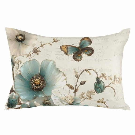Vintage Farmhouse Spring Butterfly Standard Size Pillow Cover, Pillowcase Protectors with Zipper, Breathable Decorative Throw Pillow Case Cover, Pillow Shams for Couch Sofa 20x26Inch