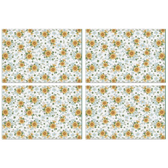 Vintage Farmhouse Sunflower Placemats 12x18 Inches Set Of 4 Washable Placemats for Outdoor Tables Desk Halloween Gifts Simple Fashion Kitchen Table Mats