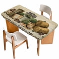 thumbnail image 1 of Vintage Farmhouse Table Cloths for 3 Foot Rectangle Tables, Retro Country Boots Flowers Leaf Wooden Plank Patio Waterproof Elastic Fitted Tablecloths, Washable Rectangular Table Cover for Camping, 1 of 8