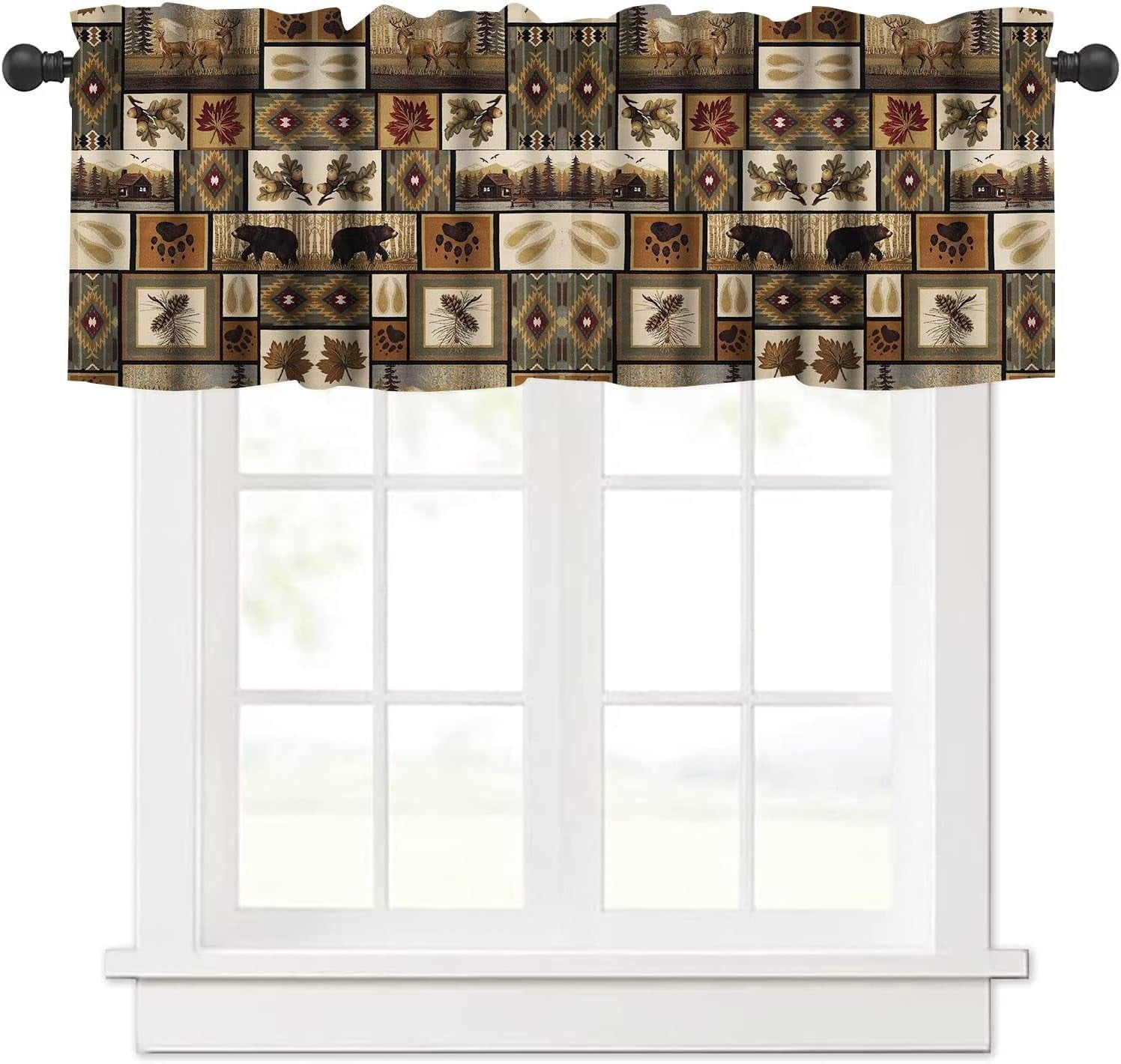 Vintage Farmhouse Valance Vintage Wildlife Moose Rustic Dorm Style ...