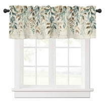 Vintage Farmhouse Valances for Windows Style Plants Green Leaves Rod Pocket Curtain Valance Window Treatment Short Curtains for Kitchen Living Room, 54"x18"