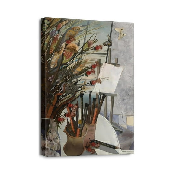 Vintage Farmhouse Wall Decor 12x16 Rustic Flower-Themed Painting, Canvas Art in a Wooden Frame, Ready to Hang.