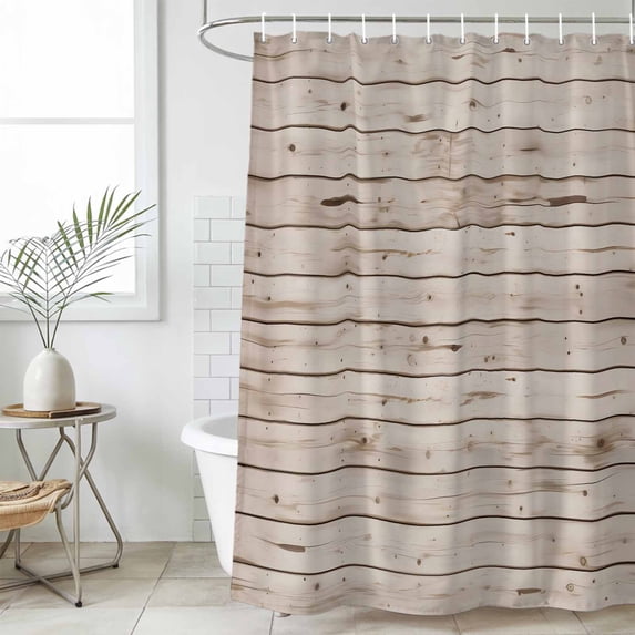 Vintage Farmhouse Waterproof Fabric Shower Curtain,Country Retro Beige Wooden Grain Waterproof Fabric Shower Curtain for Bathroom Curtains Bathtubs Shower Curtains with 12 Hooks Extra Long 72x84
