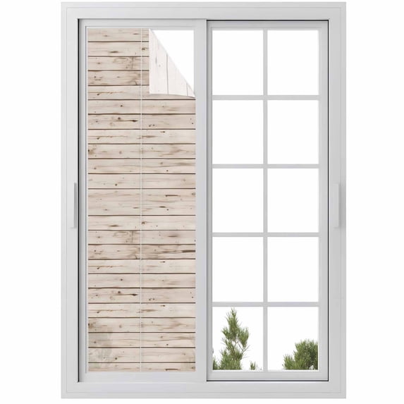 Vintage Farmhouse Window Privacy Film, Country Retro Beige Wooden Grain Static Cling UV Sun Blocking Heat Control Window Tint Day and Night, Non-Adhesive One Way Windows Privacy Cover 17.7''x78.7''