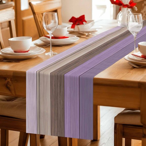 Vintage Farmhouse Wood Grain Table Runner 36 Inches Long,Kitchen Dining Tablerunners Purple Brown Linen Table Runners Dresser Scarves for Home Dinner Wedding Holiday Party Decor