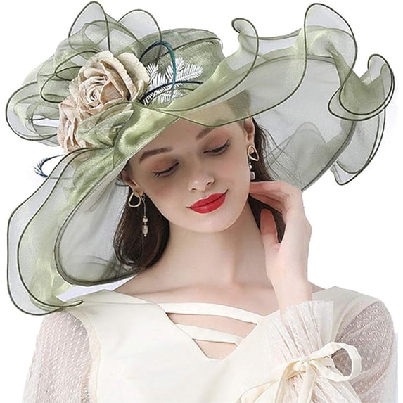 Vintage Fascinator Organza Hat for Women Elegant Flower Weeding Kentucky Occasion Event Party Hats