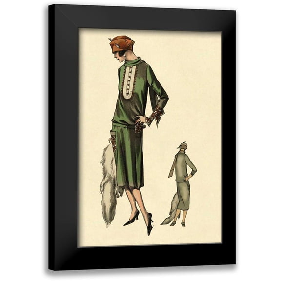 Vintage Fashion 11x14 Black Modern Framed Museum Art Print Titled - With Stole