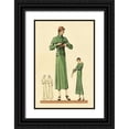 thumbnail image 1 of Vintage Fashion 11x14 Black Ornate Wood Framed with Double Matting Museum Art Print Titled - Emerald Dress and Overcoat, 1 of 4
