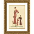 thumbnail image 1 of Vintage Fashion 13x18 Gold Ornate Wood Framed with Double Matting Museum Art Print Titled - Pink Daytime Dress and Overcoat, 1 of 4