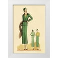 thumbnail image 1 of Vintage Fashion 13x18 White Modern Wood Framed Museum Art Print Titled - Sophisticated Green Suit with Stole, 1 of 4