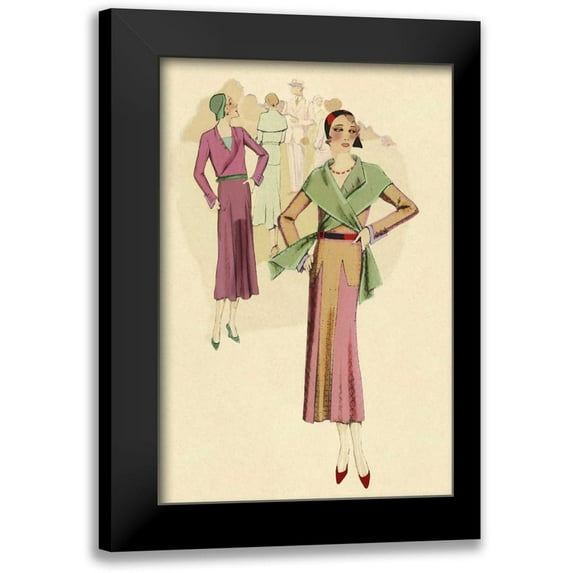 Vintage Fashion 17x24 Black Modern Framed Museum Art Print Titled - Modeles Originaur: Pastel Style